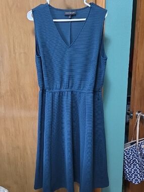 Lane Bryant Teal Textured Sleeveless V-Neck Midi Dress